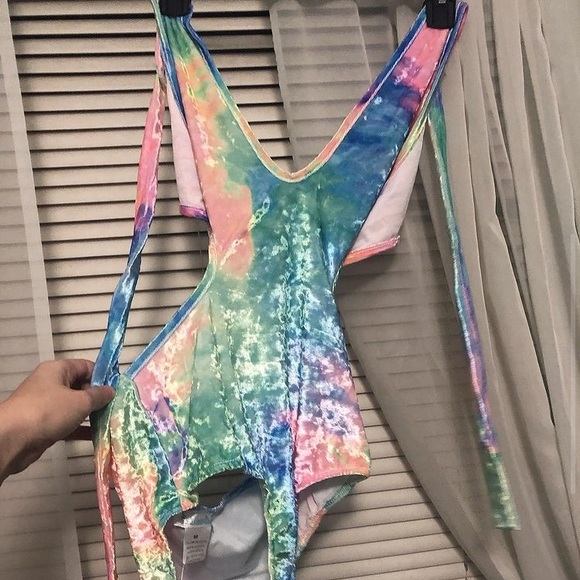 Trippy Tie-dye Velvet One-piece - Picture 1 of 3